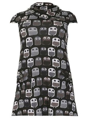 SAMYA Plus Size Sleeve Bold Owl Print Knit Pretty Nice Dress 24 28 Grey/Multi