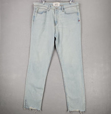 BDG Skinny Stretch Jeans Mens 36 Light Blue Distressed Fringe Hem Boho Grunge