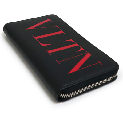★関税込★VALENTINO★Valentino VLTN logo card wallet★ Valentino Garavani VLTN Logo Zip Around Long Wallet Calfskin