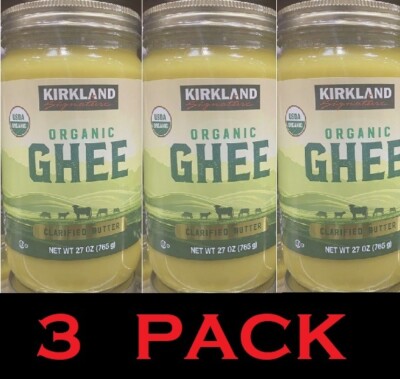 Kirkland Signature USDA Organic Ghee Clarified Butter 27 Oz Jar - 3 PACK