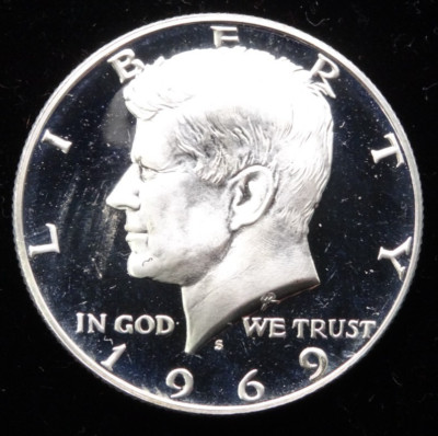 1969-S Kennedy Half Dollar Cameo Proof 40% Silver US Coin 50C
