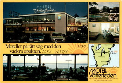 Gränna, Jönköping, Sweden, Motell Vätterleden, Lake Postcard