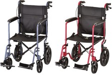 Nova 20" Lightweight Folding Transport Chair Wheelchair 12  Rear Wheels RED BLUE