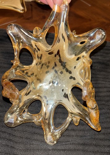 Vintage Murano Italian VetroEsequitopulled GlassBowlBrownBeigeCandy Dish - Imagen 5 de 5