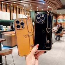 For iPhone 16E 15 14 13 12 11 XR 7 Shockproof Soft TPU Phone Case W/ Wrist Strap