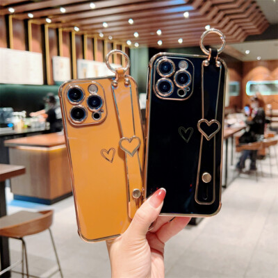 For iPhone 17 16E 15 14 13 12 11 7 Shockproof Soft TPU Phone Case W/ Wrist Strap