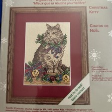 Weekenders Counted Cross Stitch Kit Christmas Kitty NIP 03324 2000 USA Made