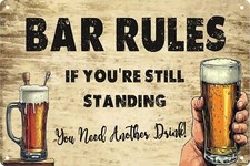 Funny Retro Metal Tin Sign Bar Rules Bathroom Decor Poster Wall Art Vintage For