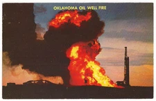 Oklahoma Canton Oil Well Fire Vintage Postcard  