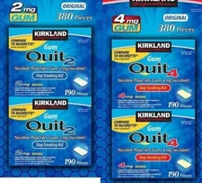 Kirkland Signature Quit 2mg / 4mg Quit Smoking Gum Nicotine Polacrilex 150-380ct