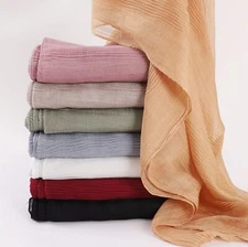 Muslim Women Long Scarf Head Cover Wrap Shawls Wrinkle Headscarf Islamic Stoles