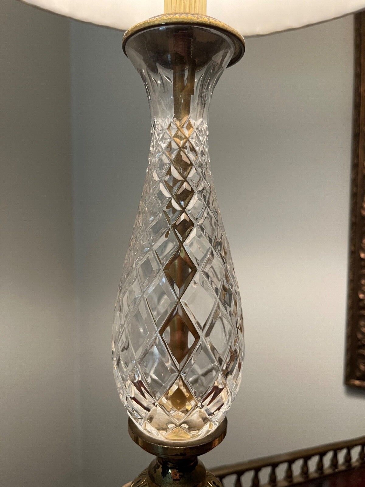 Vintage Waterford Style Crystal & Brass Lamp eBay