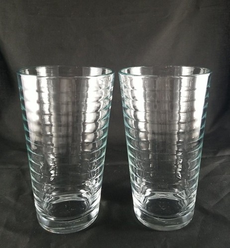 Libbey Ribbed Glassware Libbey HOOPS Crisa Clear Tumblers Glasses Horizontal Rings Ribbed 12 oz ...