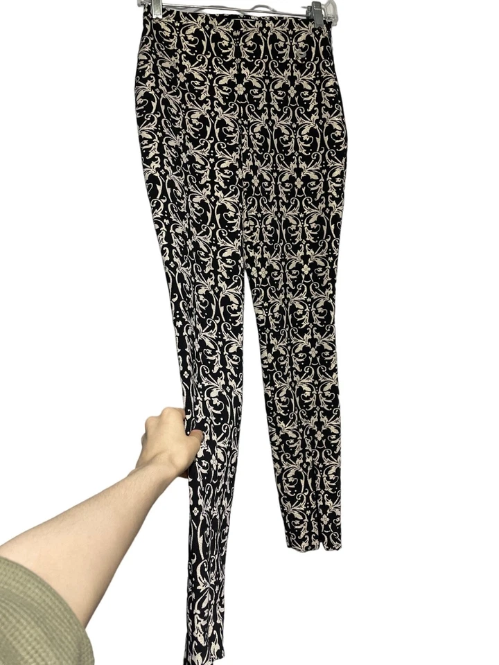 Alice + Olivia Mujer Royce Cremallera Lateral Damasco Jacquard Leggings Vestido Pantalones Talla 0 Foto 2 de 4