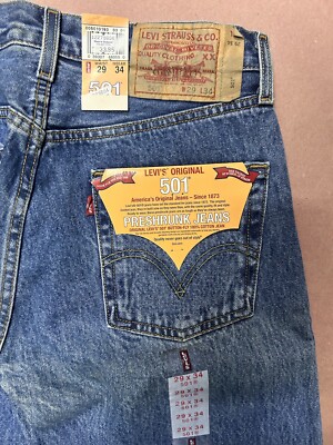 Vintage Levis 501 Pre-Shrunk, Rare Deadstock, New With Tag Jeans