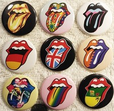 Rolling Stones PIN BUTTON LOT 9A Logo Foreign Tongues In The Stars Rare