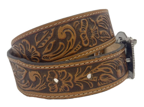 Justin Kids Lil' Trigger 3D Buckle Leather Belt Made in USA Size 26 NWT List $42 - Picture 4 of 8