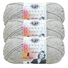3 Pack Lion Brand Yarn 860-405G Vanna's Choice Yarn, Silver Heather