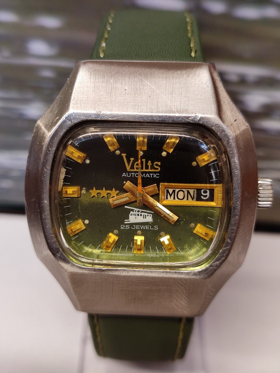 VELIS 25 JEWELS AUTOMATIC GREEN DIAL 2758 SWISS MEN'S FULL WORKING