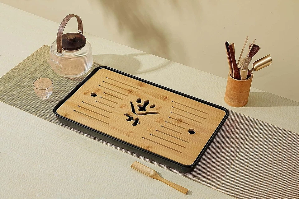 Bamboo Chinese Asian GongFu Tea Tray Large water storage Tray (17"x10.5"x1.5") - Image 2 of 4