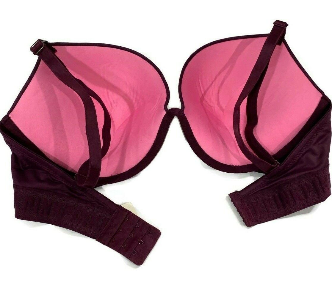 Victoria's Secret PINK Wear Everywhere Padded Super Push Up Bra Maroon