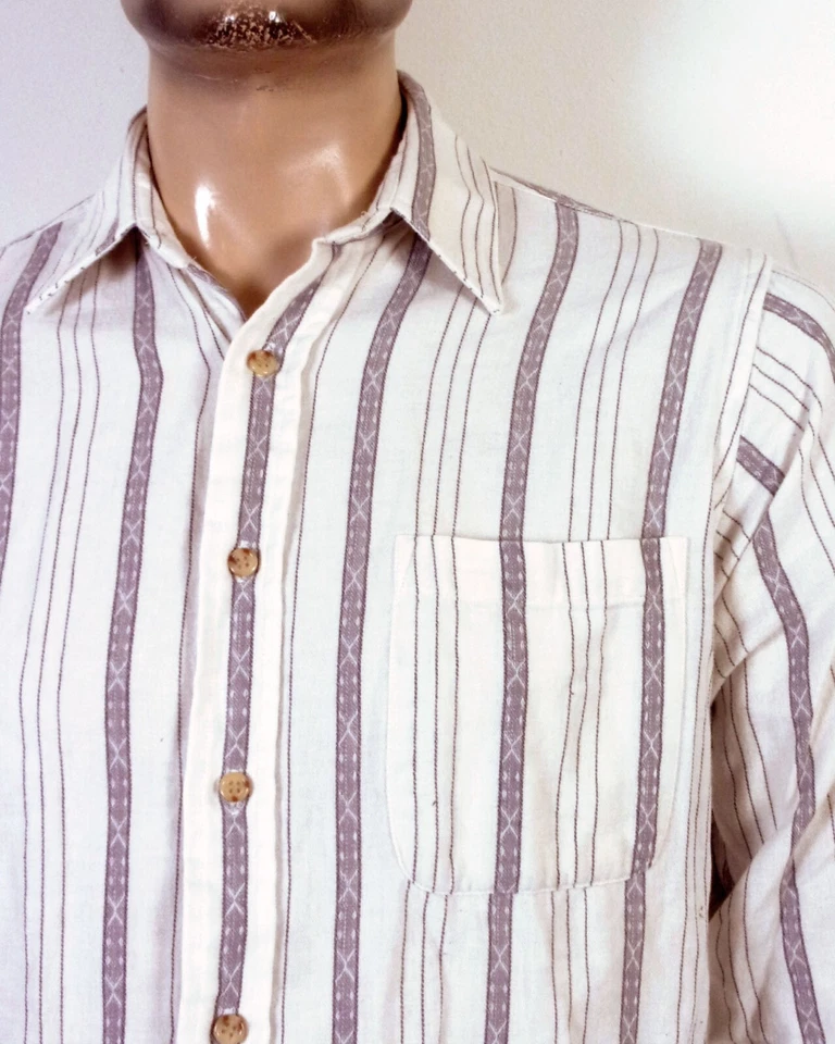 vintage 80s 90s Allyn Saint George Cream/Gray Southwestern Flannel Shirt SZ M - Image 2 of 4