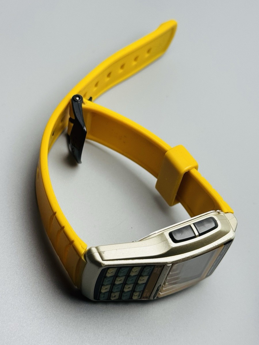 RARE Vintage Casio Data Bank Yellow Retro Digital Watch 9.8 in