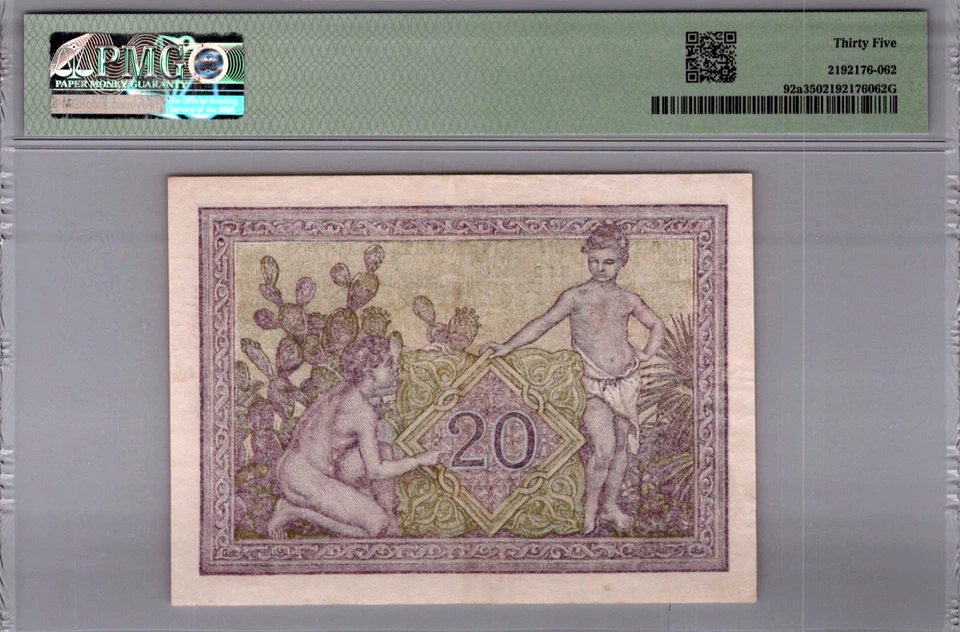 Algeria/ Allied Occupation 20 Francs 1942-44 PMG 35 CHOICE VERY FINE Pick# 92a - Image 2 of 3