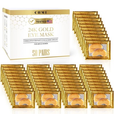 CHMI 24K Gold Under Eye Patches (50 Pairs) - Puffy Eyes, Dark Circles