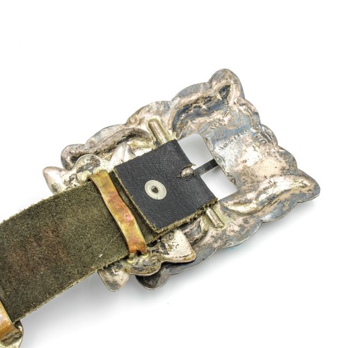 Navajo Signed James Harrison Sterling Turquoise & Leather Concho Belt #S2503-5 - Picture 4 of 8