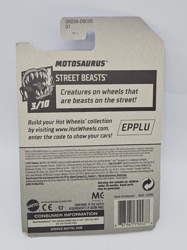 2020 Hot Wheels #138 Street Beasts 3/10 Motosaurus Blue-Yellow with Blue Wheels - Picture 7 of 8