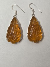 Neu 925 Sterling Silber Bernstein Hängeohrringe 4,5 cm Länge