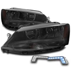 FOR 2011-2018 VOLKSWAGEN JETTA SEDAN SMOKE HEADLIGHT HEADLAMP +BLUE LED DRL SET