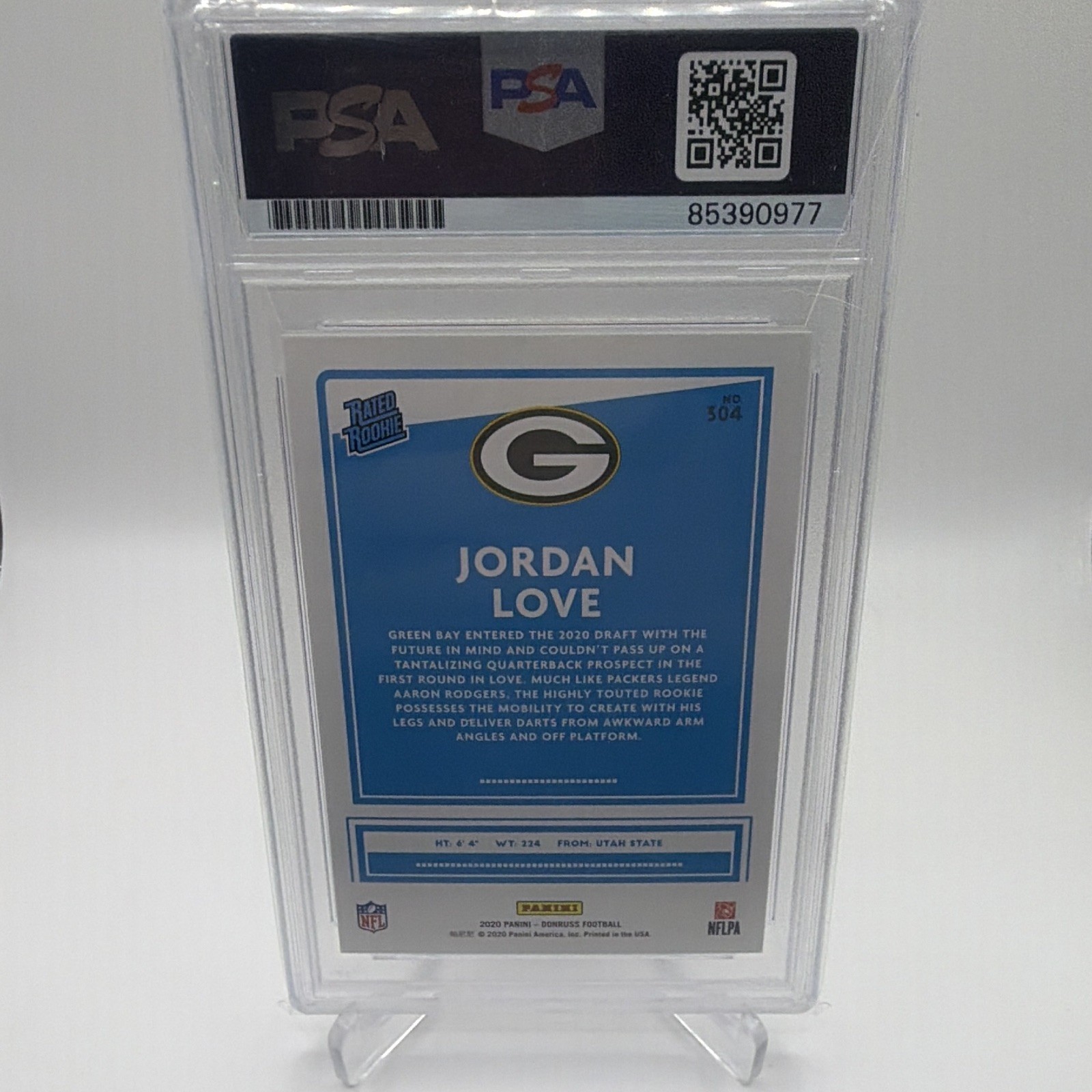 2020 Donruss Jordan Love Rated Rookie Auto #304 PSA/DNA 10 Packers view 2