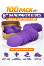 Mila Auto 6 Inch Sandpaper Discs 100 Pack Hook Loop Orbital Da Grit 40-3000 Mila Auto 6 Inch Sandpaper Discs 100 Pack Hook Loop Orbital Da Grit 40-3000