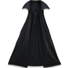 Full Length Black Cape Costume Accessory - Elegant Halloween Cloak, Lightweight