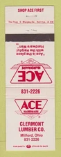 Matchbook Cover - Ace Hardware Clermont Lumber Milford OH