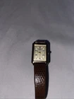 Vintage SEIKO Quartz Women's Dress Watch White Dial Brown Leather Band Gold Tone