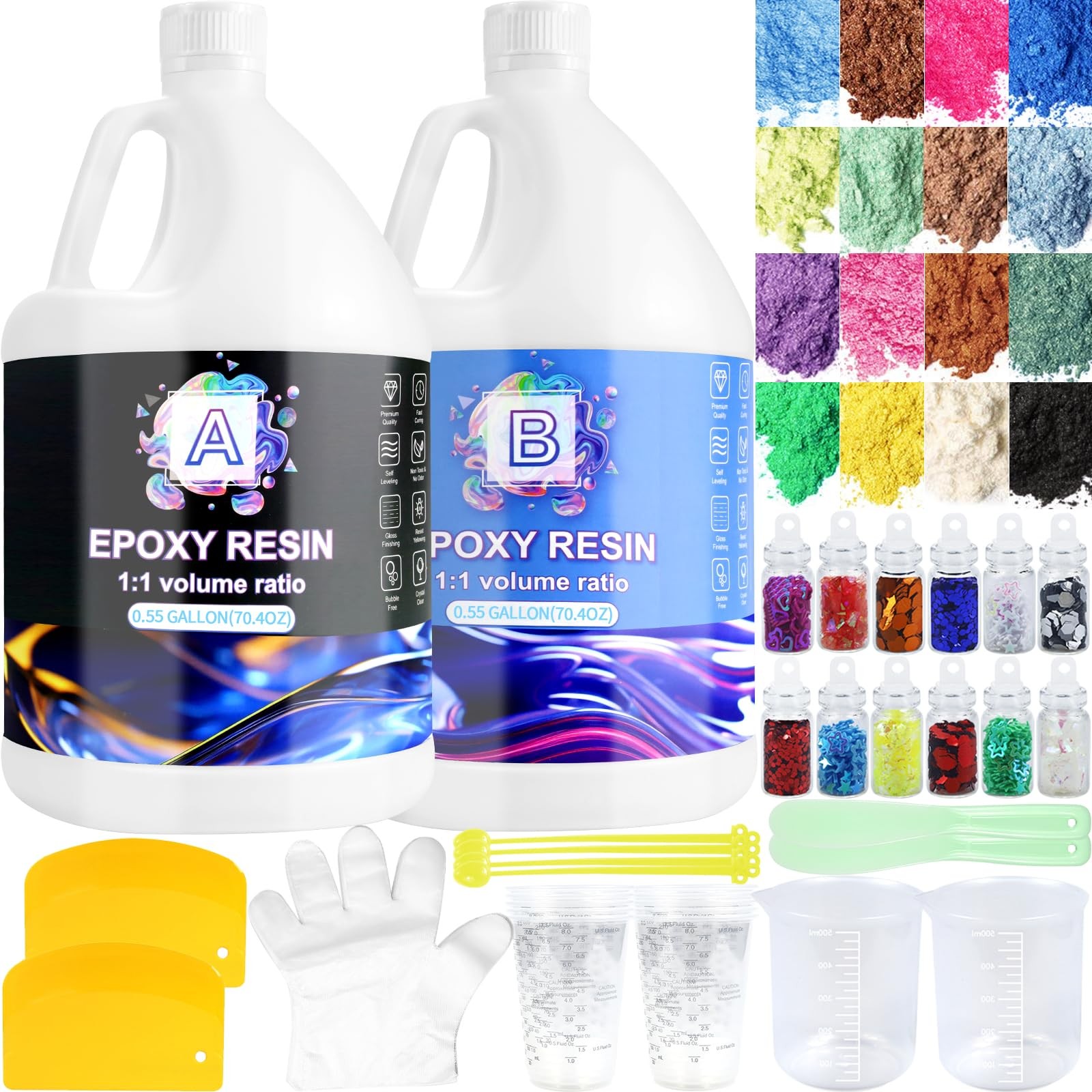 1.1 Gallon Crystal Clear Epoxy Resin Kit High Gloss Bubble Free