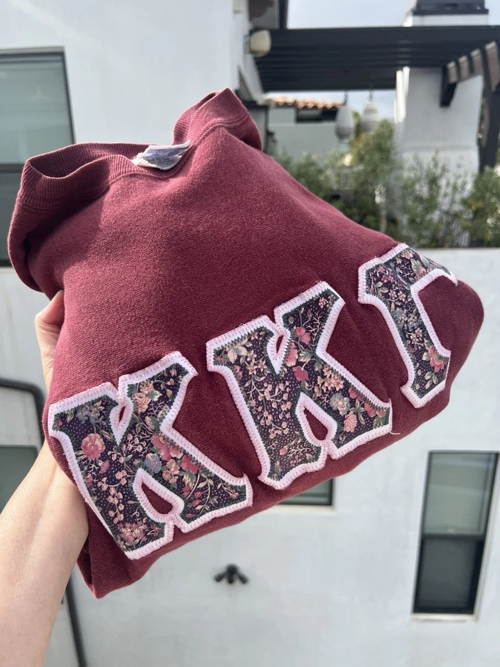 Sudadera floral vintage años 80 Champion granate tejido inverso Kappa Kappa Gamma L Foto 4 de 4