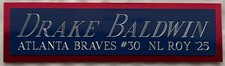 DRAKE BALDWIN BRAVES NAMEPLATE FOR AUTOGRAPHED Signed BAT-JERSEY-BASEBALL-PHOTO