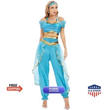 Funna Princess Costume for Women Dress Up Outfit Party Supplies Blue, Small/4-6