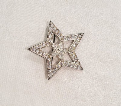 Vintage Eisenberg Star Rhinestone Five Point Star Shaped Brooch | Stamped