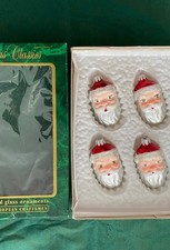 4 Commodore Christmas Classics Santa Glass Ornaments Glitter Romania w Box