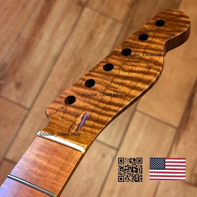 Roasted Flame Maple Tele Neck Satin fits Warmoth Telecaster body 2TMF