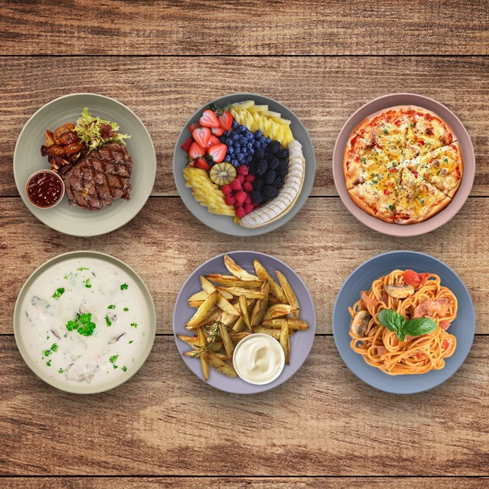 Teller Set, 6 Stück, 23cm, Kunststoff, Bruchfest, BPA-frei, Mikrowellen, Spül... - Bild 4 von 4