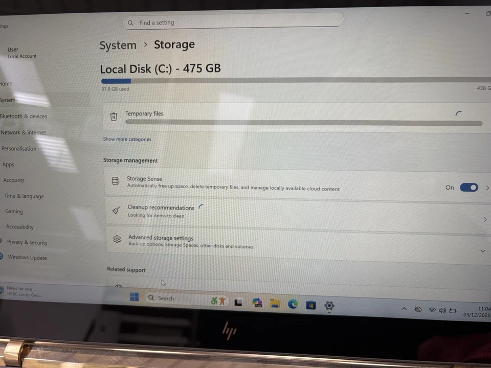 HP Spectre Pro 13 G1 Laptop Intel i7-6500u 8GB RAM 512GB SSD Windows 11 Pro READ - Image 2 of 4