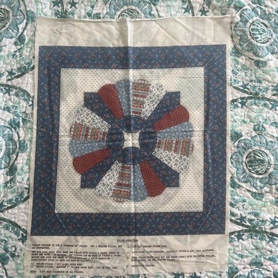 Vintage Cranston VIP Print Granny's Trunk Pillow Fabric Panel blue pink
