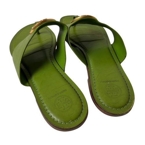 Tory Burch women’s thong sandals green leather size 10M - Picture 9 of 11