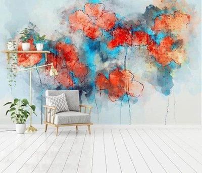 3D Floral Flowers Watercolor Wall Murals Wallpaper Murals Wall Sticker 2 - Image 1 of 4